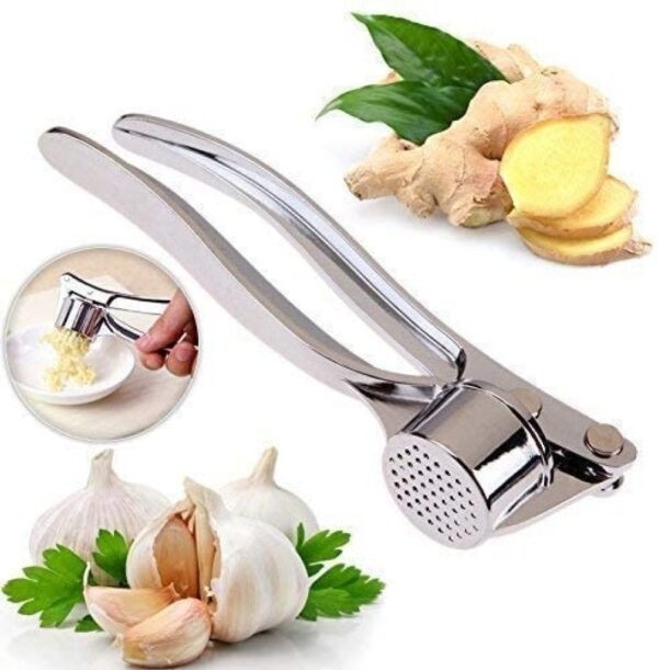 Garlic Crusher Presser Garlic Press Manual Garlic Mincer Stainless Steel Garlic Cutter Chopper, Hand Press Garlic Crusher and Chopper, Mincer Cutter for Garlic for Kitchen - Image 2