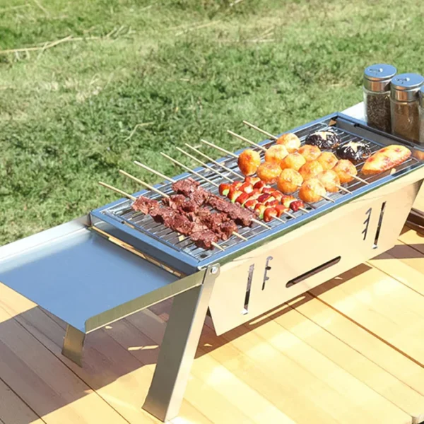 Camping Portable BBQ / Camping Barbecue Grill Stainless Steel Folding Charcoal Grill (1 Set / Net Weight : 2207 GM) - Image 3