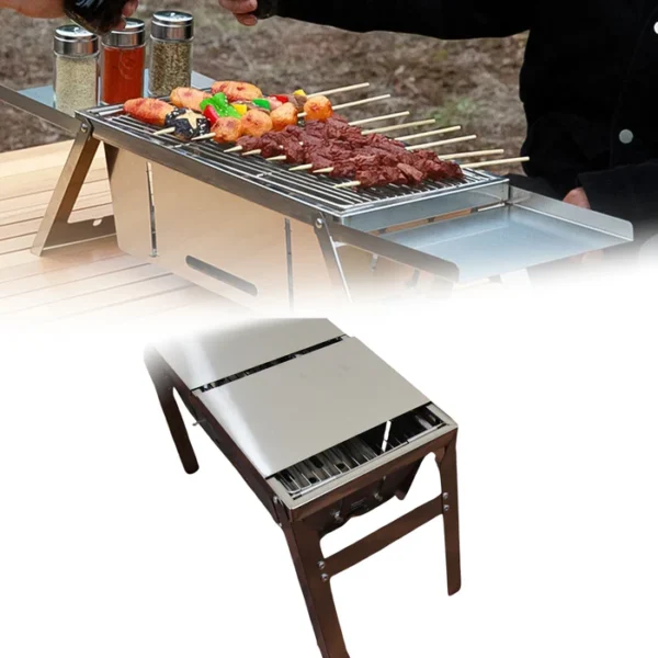 Camping Portable BBQ / Camping Barbecue Grill Stainless Steel Folding Charcoal Grill (1 Set / Net Weight : 2207 GM) - Image 5