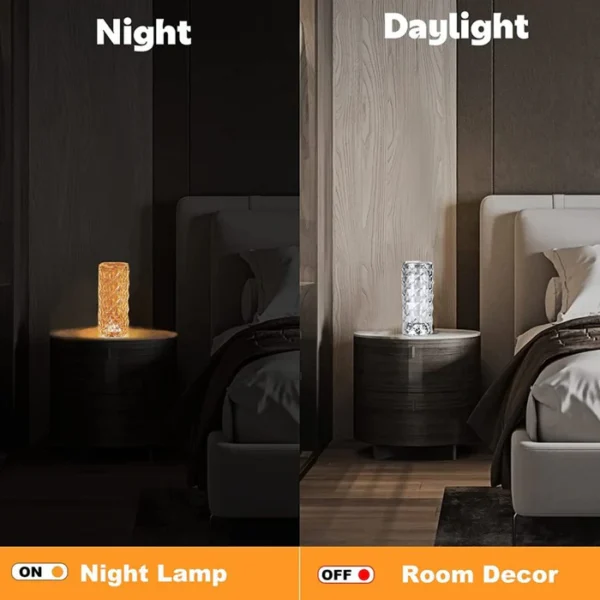 Crystal Touch Night Light (16 Colors) - Rose Diamond Table Lamp with Remote Control, USB Table Lamp, Romantic Date Lighting Decor for Festival, Bedroom, Dining Room - Image 9