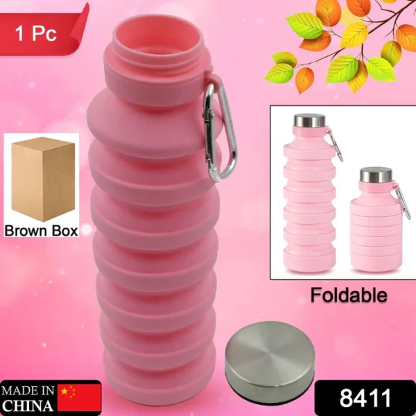 Foldable Water Bottle, Silicone Leak Proof Portable Sports Travel Water Bottle for Outdoor, Gym, Hiking (1 Pc / 24 cm Foldable) - Image 6