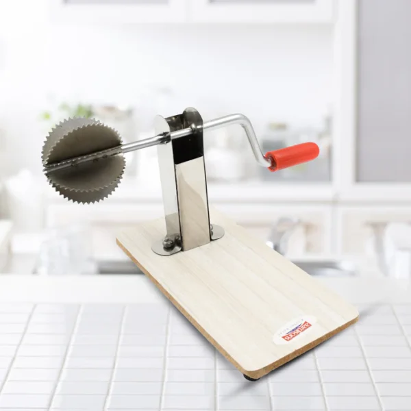 Stainless Steel Coconut Scraper with Wooden Base (1 Pc) - Image 5